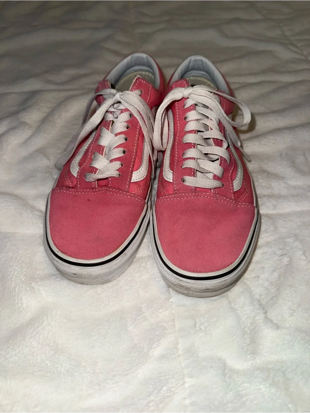 Vans Pink and White Old Skool Canvas Sneakers